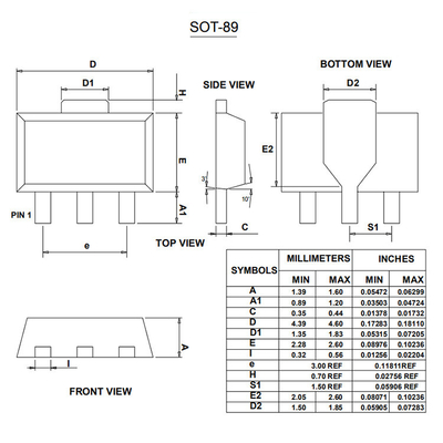 SOT-89 D882 NPN الترانزستورات الإلكترونية البلاستيكية