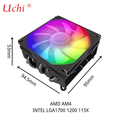 مشعّل أنابيب الحرارة I3 I5 I7 I9 Lga775 1150 1151 1155 1156 1700 1366 2011 AMD AM4 AM5 Universal Horizontal CPU Cooler Fan Black