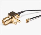 S-MA الإناث جاك امتداد الزاوية اليمنى الكواكسيال PCB جبل إلى UFL UFL Connector 1.13 كابل Pigtail