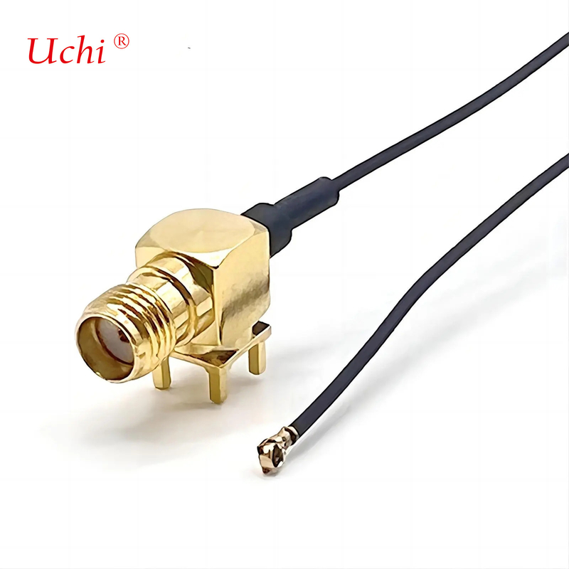S-MA الإناث جاك امتداد الزاوية اليمنى الكواكسيال PCB جبل إلى UFL UFL Connector 1.13 كابل Pigtail